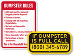 Dumpster Rules   Keep Property Clean Signs