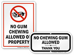 No Chewing Gum Signs
