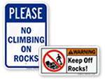 Do Not Climb on Rocks Signs