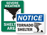 Tornado Shelter Signs