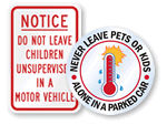 Unattended Children Labels & Signs