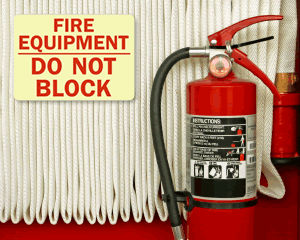 Fire Equipment Do Not Block Sign