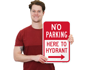 No Parking With Right Arrow Signs