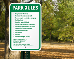Park Rules Sign