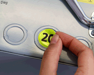 Reflective Hot Dot on Equipment