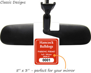 traditional parking permit hang tag design