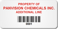 Asset Label Property of Company Name with Barcode