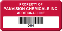 Asset Label, Property of Company Name with Barcode
