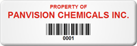 Asset Label Property of Company Name with Barcode