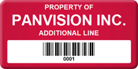 Asset Label Property of Company Name with Barcode