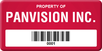 Asset Label Property of Company Name with Barcode