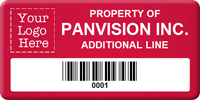 Asset Label Property of Company Name with Barcode