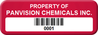 Asset Label Property of Company Name with Barcode