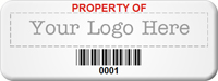 Asset Label Property of Company Name with Barcode
