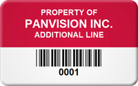 Asset Label Property of Company Name with Barcode