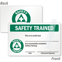 Safety Trained Self Laminating Wallet Card 2 Sided