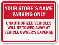 Custom Reserved Parking Vehicles Towed Away Sign
