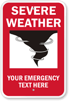 Severe Weather  Shelter Area Custom Sign