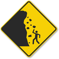 Falling Rocks Symbol Sign