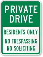 Residents Only No Trespassing No Soliciting Sign