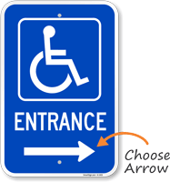 ADA Handicapped Entrance Sign with Arrow