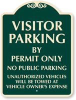 Visitor Parking By Permit Only SignatureSign