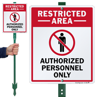 Restricted Area  with Graphic Sign