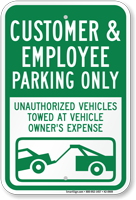 Customer And Employee Parking Only Sign