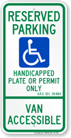 Arizona Reserved ADA Parking Sign A.R.S. § 28 884