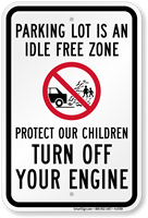 Protect Our Children Turn Off Engine Sign