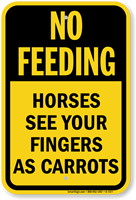 No Feeding Or Touching Horses Sign