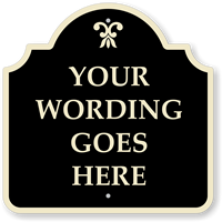 Custom Black Reverse Designer Palladio Sign with Motif