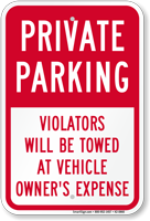 Private Parking Violators Towed Away Sign
