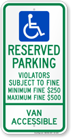 Ohio Reserved Parking Van Accessible Sign