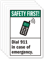 Safety First: Dial 911 In Emergency Label