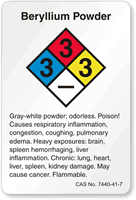 Beryllium Powder NFPA Chemical Label