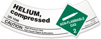 Helium Compressed Caution High Pressure Gas Label