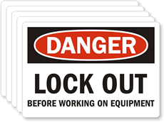 Danger Label: Lock Out Before Working on Equipment
