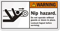 Nip Hazard. Lockout Before Servicing Label