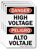 High Voltage Alto Voltaje OSHA Danger Label