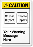 Customizable Text ANSI Caution Label Choose 2 Clipart