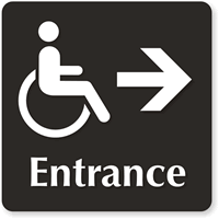 Entrance with Accessible Pictogram Right arrow Sign