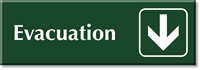 Evacuation Sign with Down Arrow Symbol