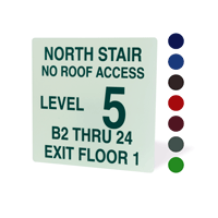 North Stair No Roof Access; Exit Glow Sign