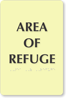 Glow In The Dark Refuge Area Braille Sign