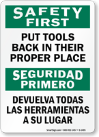 Put Tools Back In Their Proper Place Sign