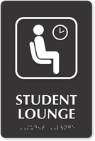Student Lounge Symbol TactileTouch™ Sign with Braille