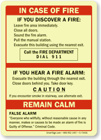 In Case Of Fire Call Fire Department Sign