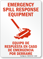 Bilingual Emergency Spill Response Equipment Sign