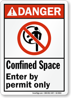 Confined Space Enter By Permit Only Sign